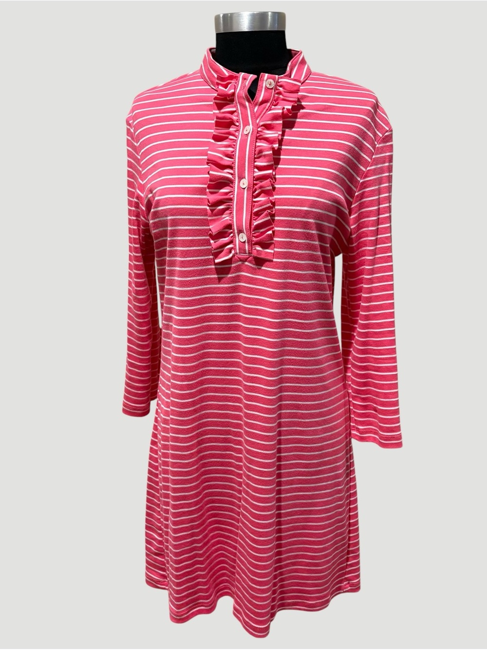 Fine Garments by Bell Striped Ruffle-Front 3/4 sleeves Mini Dress size XL